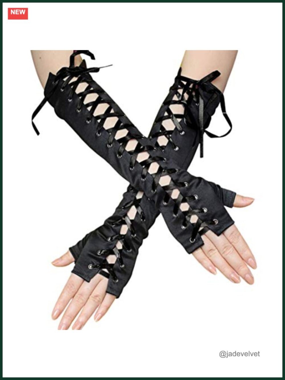 Fingerless Lace Satin Elbow Length Gloves Steampunk Gothic Arm Warmer